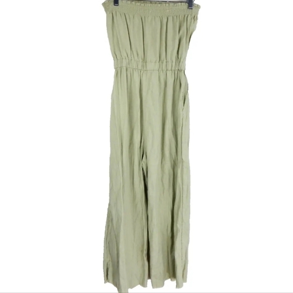 Abercrombie & Fitch Green Strapless Crop Jumpsuit - Picture 2 of 3